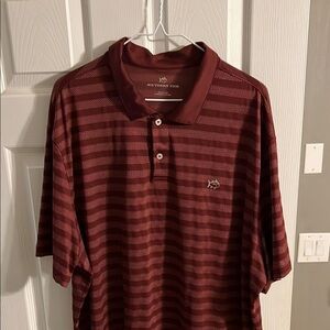 Southern Tide Maroon Striped Performance Polo Shirt Casual